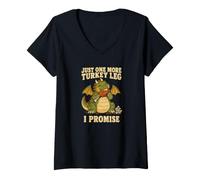 Women's Just One More Turkey Leg I Promise Renaissance Faire Dragon V-Neck T-Shirt