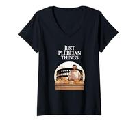 Womens Just Plebeian Things Funny Ancient Rome V-Neck T-Shirt