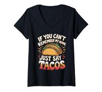 Womens Just Say Tacos Funny Food Joke Design V-Neck T-Shirt
