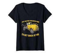 Womens Just Waiting for Dispatcher to Get Back at Me Tow Truck V-Neck T-Shirt
