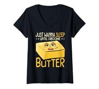 Women's Just Wanna Sleep Until I Become Butter Napping V-Neck T-Shirt