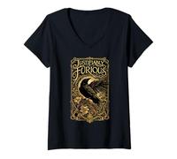 Women's Justifiably Furious Crow Anti-Patriarchy Raven Goth Feminist V-Neck T-Shirt