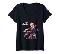 Women's K-Pop Dance Spin Anime Idol Energy V-Neck T-Shirt