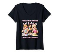 Women's K-Pop Easter Forget The Bunnies Korean Pop Idol Girls Women V-Neck T-Shirt