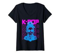 Womens K-Pop Fan Girl - Vintage Korean K-Pop Music Lover V-Neck T-Shirt