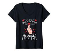 Womens K-Pop I Just Want To Watch K-Drama And Ignore Adult Problems V-Neck T-Shirt