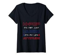 Womens K-pop It's Not Just Music It is My Life Attitude V-Neck T-Shirt