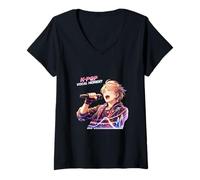 Women's K-Pop Vocal Moment Anime Performer Art V-Neck T-Shirt