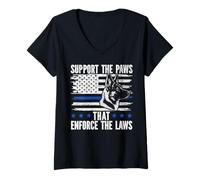 Womens K9 Unit Law Enforcement Police Dog Handler Search And Rescue V-Neck T-Shirt