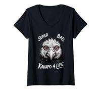 Women's Kakapo Owl Parrot Red Eyes Angry Street Style Vibes V-Neck T-Shirt