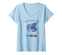 Womens Kalahari Desert Gemsbok Botswana Namibia South Africa Flags V-Neck T-Shirt