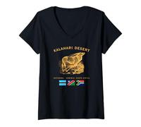 Womens Kalahari Desert Gemsbok Botswana Namibia South Africa Flags V-Neck T-Shirt