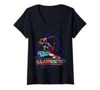 Women's Kalaripayattu India Combat Sport Training V-Neck T-Shirt