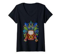 Women's Kalimba Music Rhythm Abstract Art V-Neck T-Shirt