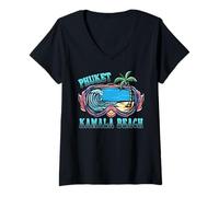 Womens Kamala Beach , Phuket Vacation Beach V-Neck T-Shirt