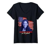 Womens Kamala Harris for President 2024 Madam Vice President V-Neck T-Shirt