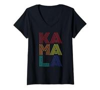 Womens Kamala Harris Retro Style Madam President 2024 V-Neck T-Shirt