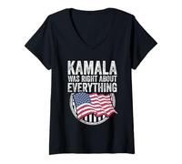 Women's Kamala was Right About Everything - USA Flag V-Neck T-Shirt