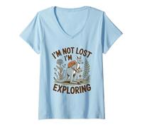 Women's Kangaroo Explorer Not Lost I'm Exploring Adventure V-Neck T-Shirt