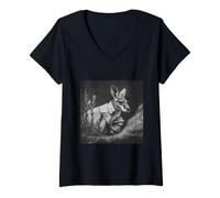 Women's Kangaroo in Trench Coat Detective Australia Wildlife V-Neck T-Shirt