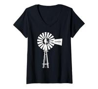 Women's Kansas Windmill, Vintage, Old Fashioned, Farm V-Neck T-Shirt