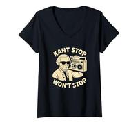 Womens Kant Stop Won’t Stop Philosophy Humor V-Neck T-Shirt