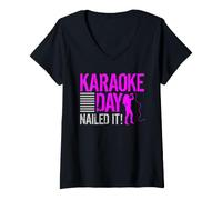 Women's Karaoke Day Nailed It V-Neck T-Shirt