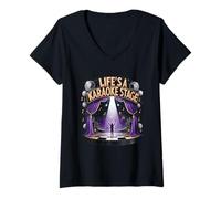 Womens Karaoke Life's A Karaoke Stage V-Neck T-Shirt