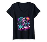 Womens Karaoke Sing It Out Loud V-Neck T-Shirt
