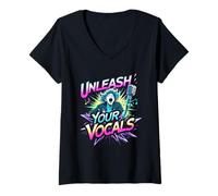 Womens Karaoke Unleash Your Vocals V-Neck T-Shirt