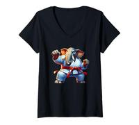 Womens Karate Elephant Mastery V-Neck T-Shirt