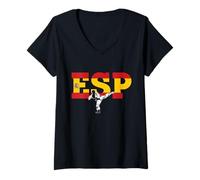 Womens Karate ESP Spain Flag & Shotokan - Martial Arts V-Neck T-Shirt