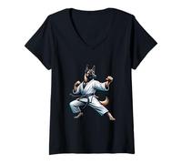 Womens Karate Malinois Unleashed Power V-Neck T-Shirt