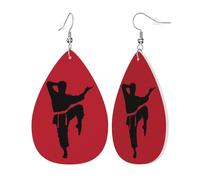 Womens karate men Print Leather Earrings Teardrop Dangle Earrings Jewelry Outfits Accessories