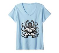 Womens Karate Octopus - Black Belt in All Eight Limbs Pulpo Dojo V-Neck T-Shirt