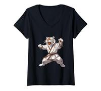 Women's Karate Tiger Kung Fu MMA Kickboxing Jiu-Jitsu Tiger Lover V-Neck T-Shirt