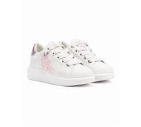 Women's Karl Lagerfeld Kapri NFT Plexi Pendant Leather Women's White/Lilac Trainers - Size: 7