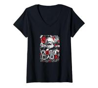 Women's Karl Marx Communist Socialism Philosophy V-Neck T-Shirt