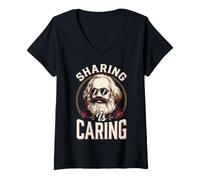 Women's Karl Marx Sharing is Caring V-Neck T-Shirt