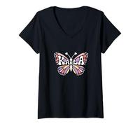 Womens Karla Butterfly - Personalized Cute Name Word Art V-Neck T-Shirt