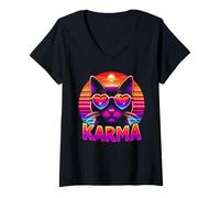 Womens Karma is a Cat T Shirt | Fun and Stylish Cat Lover Tee V-Neck T-Shirt