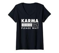 Womens Karma Loading Funny Sarcastic Zen Snarky Energy Cycle V-Neck T-Shirt