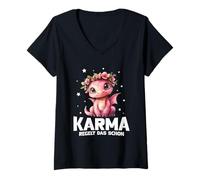 Womens Karma Regelt Das Schon Dragon Schicksal Saying Statement V-Neck T-Shirt