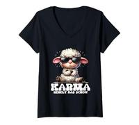 Womens Karma Regulates The Already Sheep Cool Destiny Statement V-Neck T-Shirt