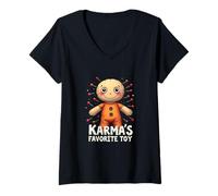 Womens Karma's Favorite Toy - Spooky Cute Vibes V-Neck T-Shirt