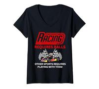 Womens Kart Racing Requires Balls Speed Track Events V-Neck T-Shirt