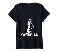 Women's Kasabian Official White Logo V-Neck T-Shirt, Black, Large