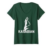 Women's Kasabian Official White Logo V-Neck T-Shirt, Dark Green, Medium