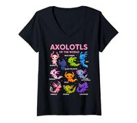 Womens Kawaii Axolotl - Axolotls of The World Cute Animals V-Neck T-Shirt