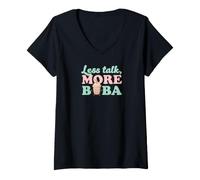 Women's Kawaii Boba Tea Themed Less Talk More Boba V-Neck T-Shirt